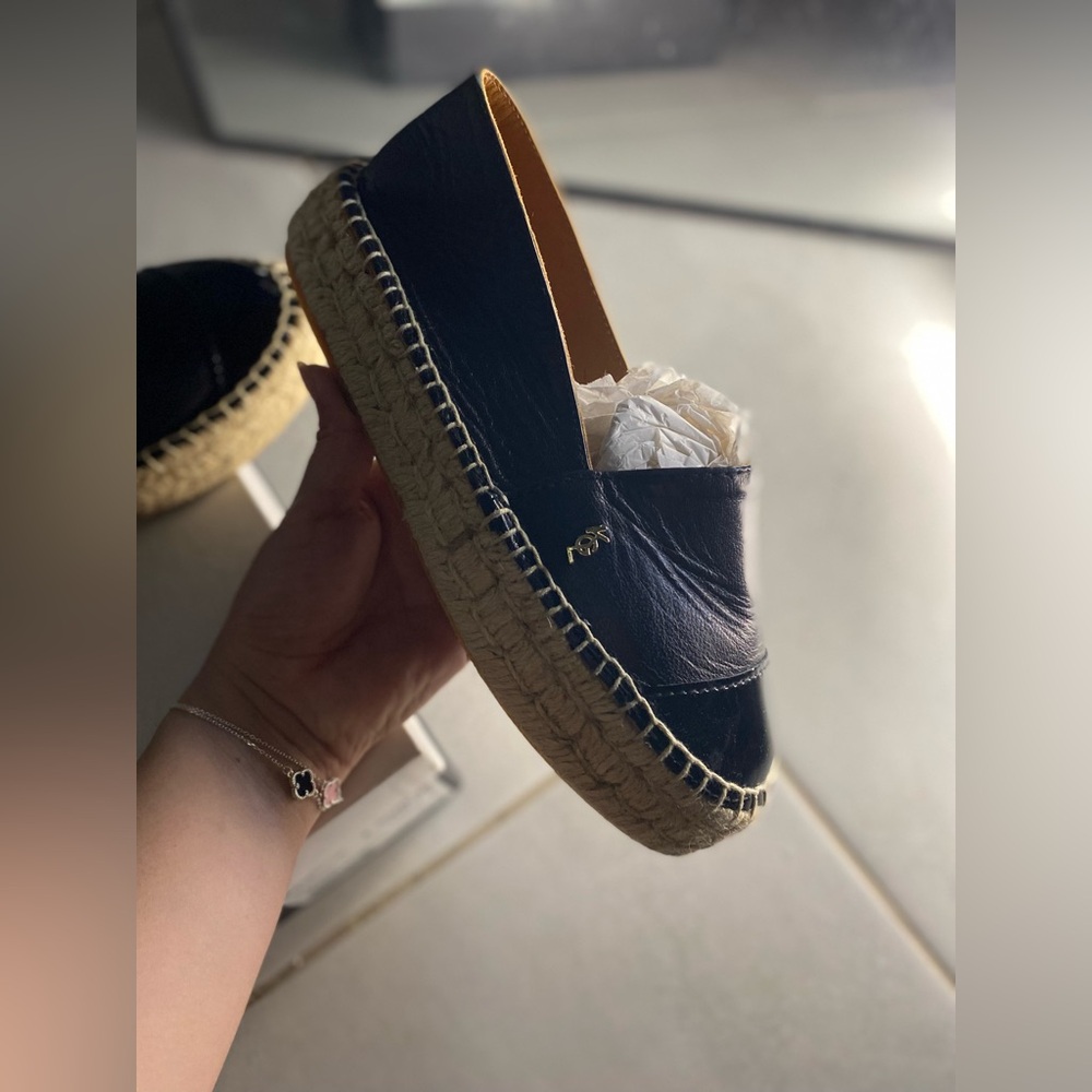 New Kurt Geiger Morella Black Leather Platform Espadrille Flats  38M - Picture 11 of 15